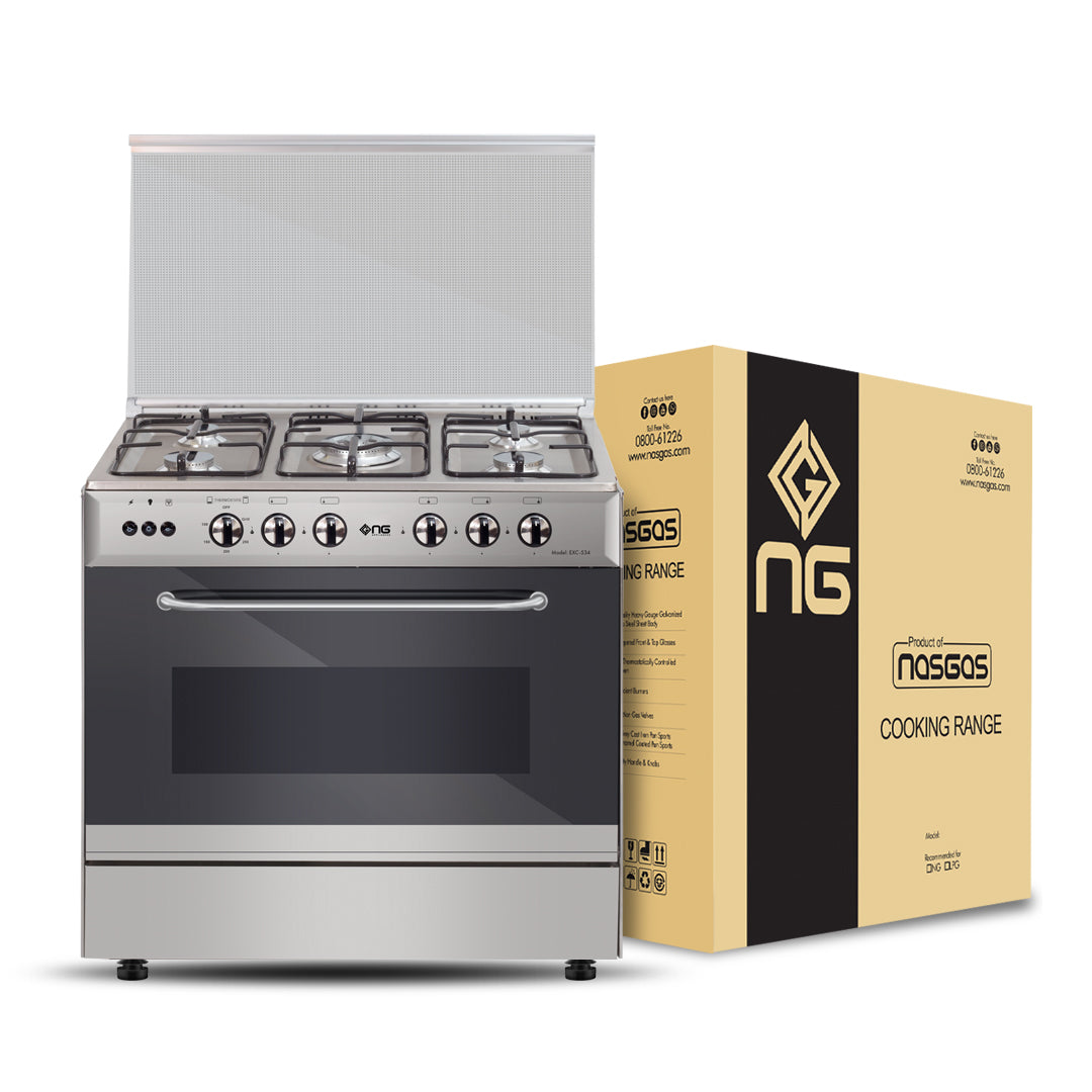 NasGas EXC-534 Cooking Range - 5 Burner Single Door - Stainless Steel packing