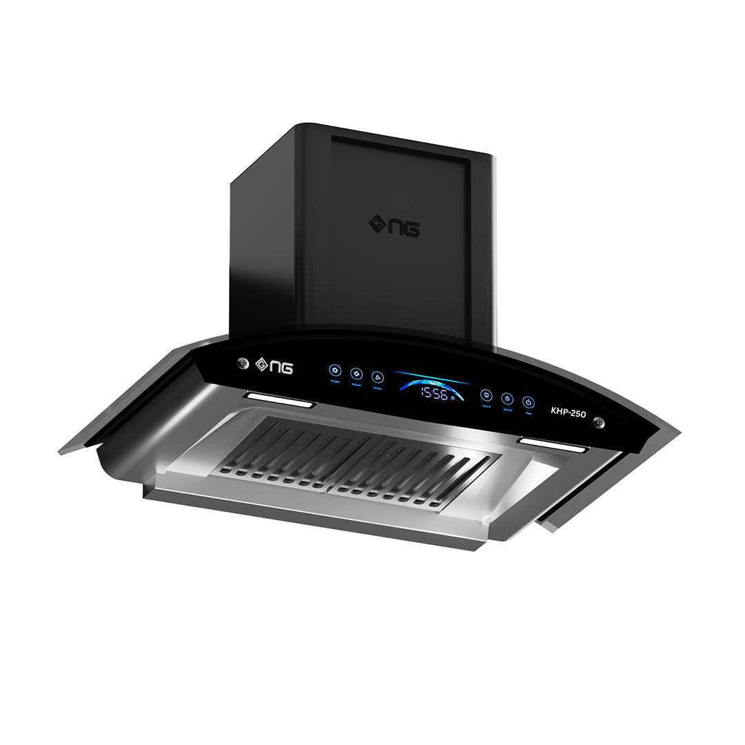 NasGas 80cm Smart Fit Glass Kitchen Hood (KHD-250) - Side View