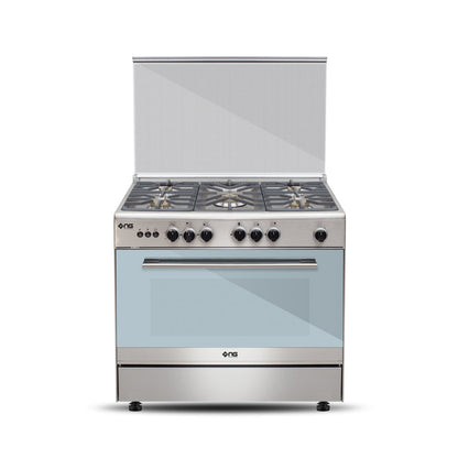 NasGas Cooking Range NG-786 Single Door – 5 Burner, Stainless Steel Body