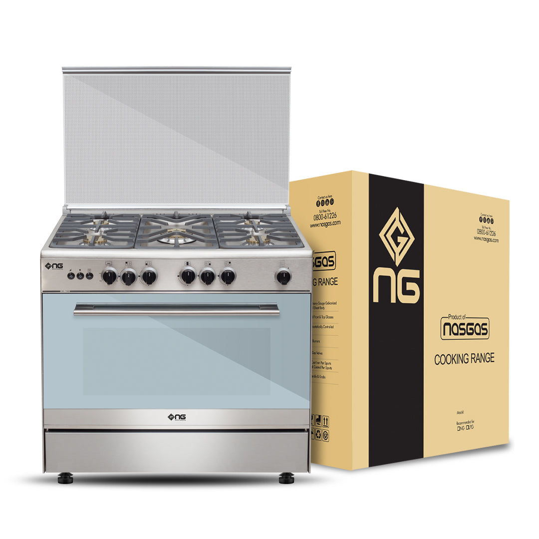 NasGas Cooking Range NG-786 Single Door – 5 Burner, Stainless Steel Body Packing