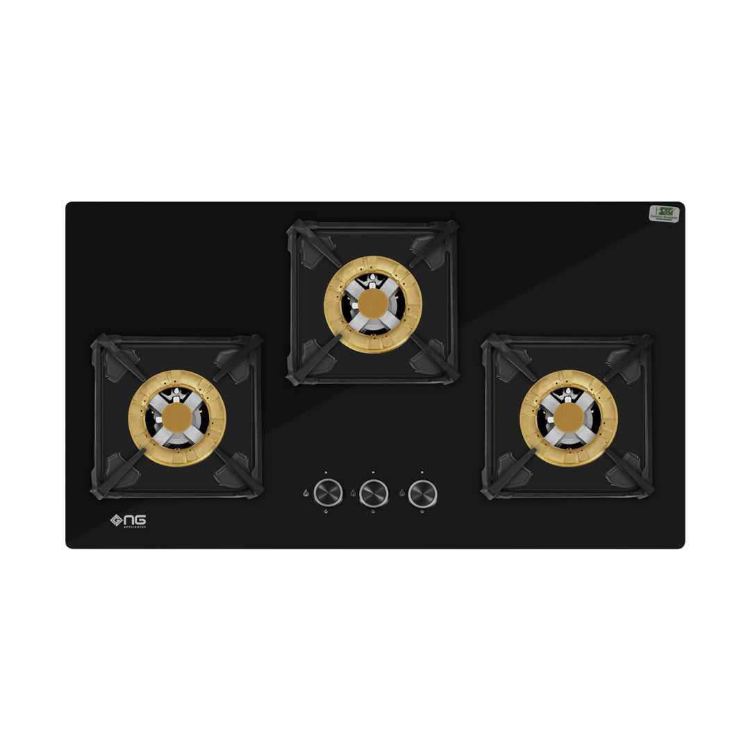 NasGas DG-227 G 3 Burner 5kW Tempered Glass Built-In Gas Hob