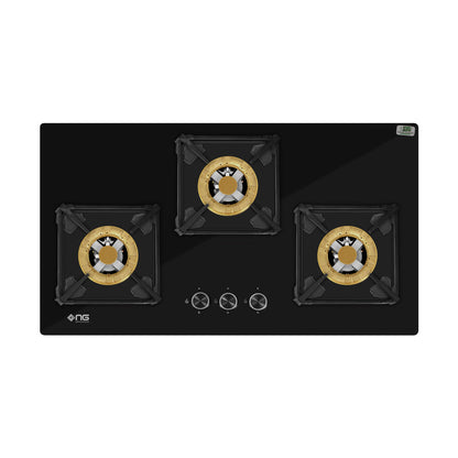 NasGas DG-227 G 3 Burner 5kW Tempered Glass Built-In Gas Hob