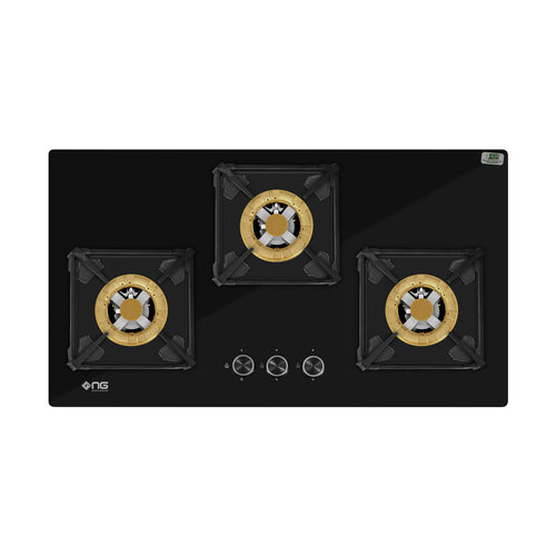 NasGas DG-227 G 3 Burner 5kW Tempered Glass Built-In Gas Hob