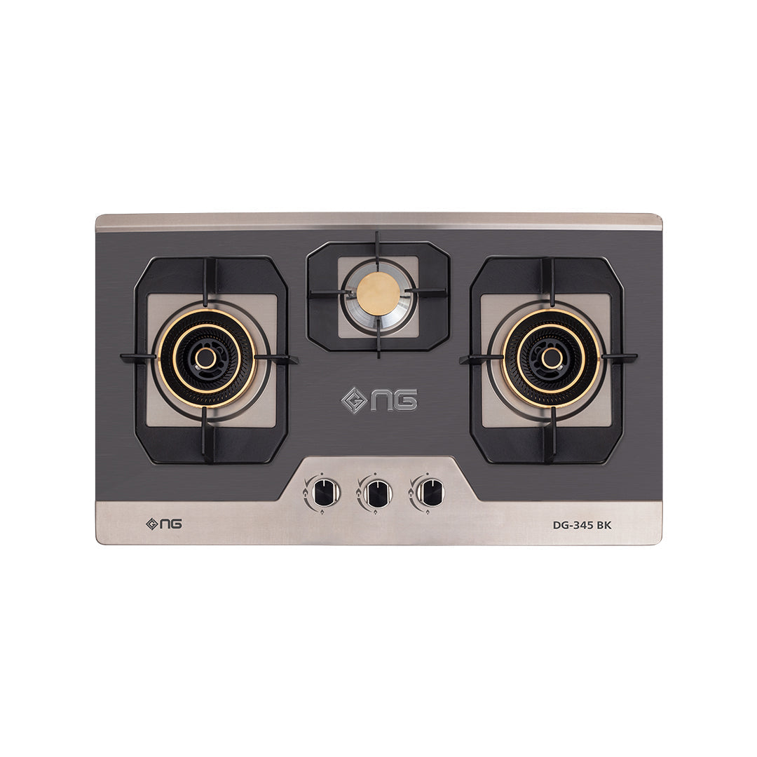 NasGas DG-345 BK Built-in Hob – 3 Burner Black Finished Stainless Steel Gas Stove