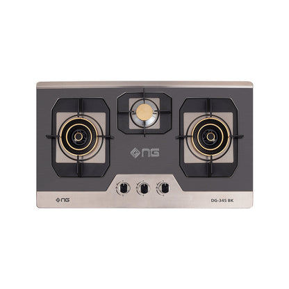 NasGas DG-345 BK Built-in Hob – 3 Burner Black Finished Stainless Steel Gas Stove