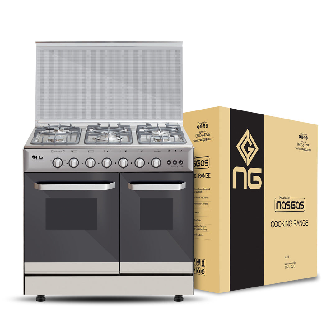 NasGas DG-534 Cooking Range - 5 Burner Double Door - Stainless Steel Packing