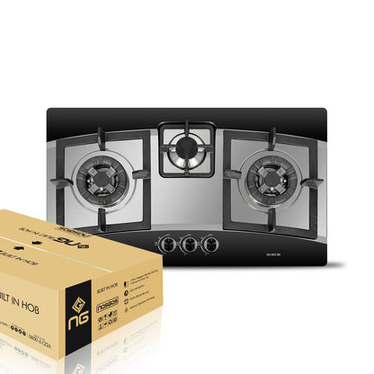 NasGas DG-932 BK Built-In Kitchen Gas Stove Stainless Steel Top 3 Burner