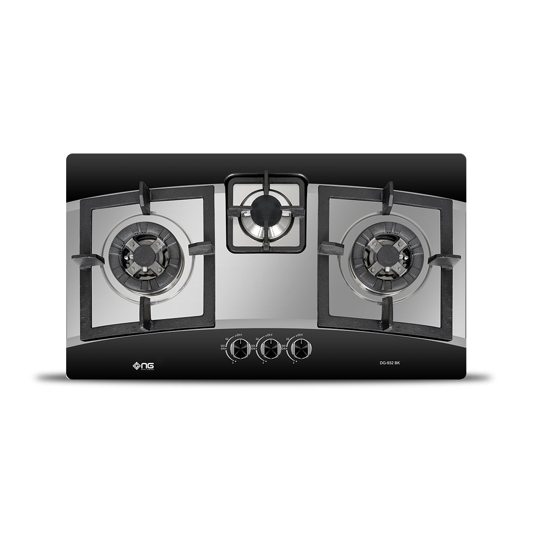 NasGas DG-932 BK 3 Burner Stainless Steel Built-In Gas Hob with Pulse Ignition