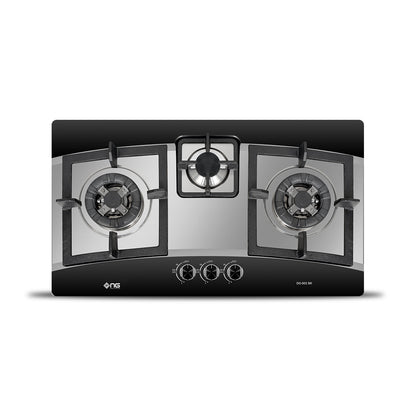 NasGas DG-932 BK 3 Burner Stainless Steel Built-In Gas Hob with Pulse Ignition
