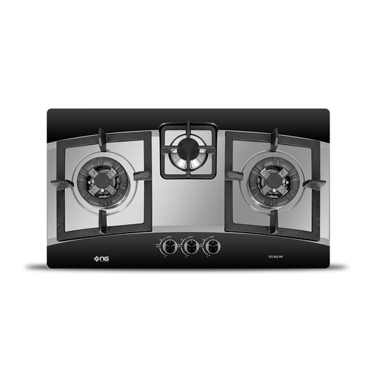 NasGas DG-932 BK 3 Burner Stainless Steel Built-In Gas Hob with Pulse Ignition