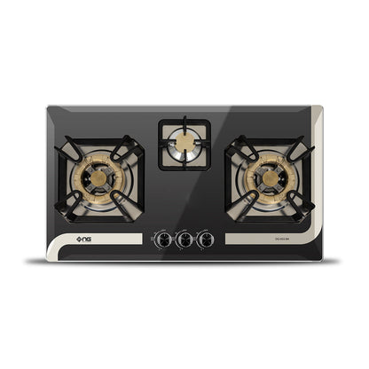 NasGas DG-933 BK 3 Burner Tempered Glass Built-In Hob with Super Prime Burners