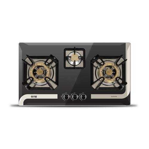 NasGas DG-933 BK 3 Burner Tempered Glass Built-In Hob with Super Prime Burners