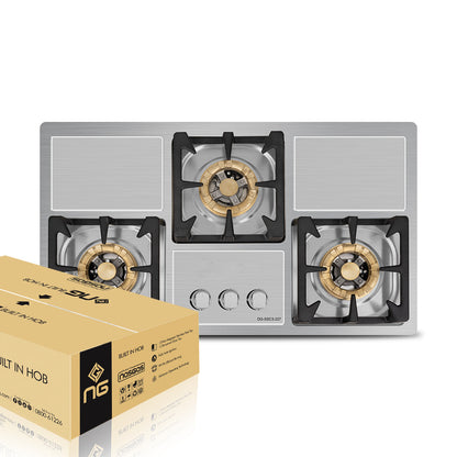 NasGas 3 Burner Stainless Steel Kitchen Hob with Pulse Ignition DG-227 S