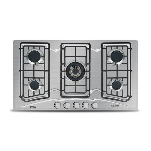 NasGas DG-555 S 5 Burner Stainless Steel Built-In Gas Hob with Auto Ignition
