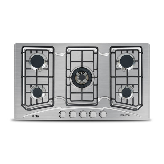 NasGas DG-555 S 5 Burner Stainless Steel Built-In Gas Hob with Auto Ignition