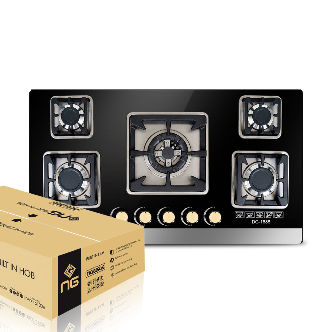 NasGas 5 Burner Built-In Gas Stove Tempered Glass Model DG-GN 5