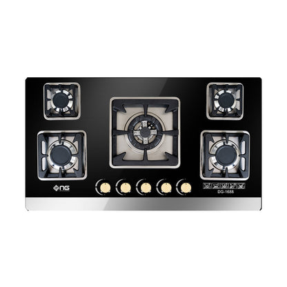 NasGas DG-GN 5 5 Burner Tempered Glass Built-In Gas Hob with Auto Ignition