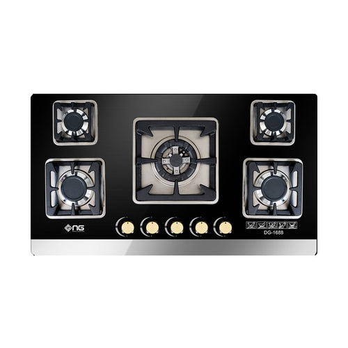 NasGas DG-GN 5 5 Burner Tempered Glass Built-In Gas Hob with Auto Ignition