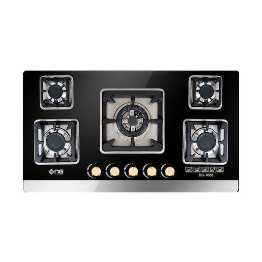 NasGas DG-GN 5 5 Burner Tempered Glass Built-In Gas Hob with Auto Ignition