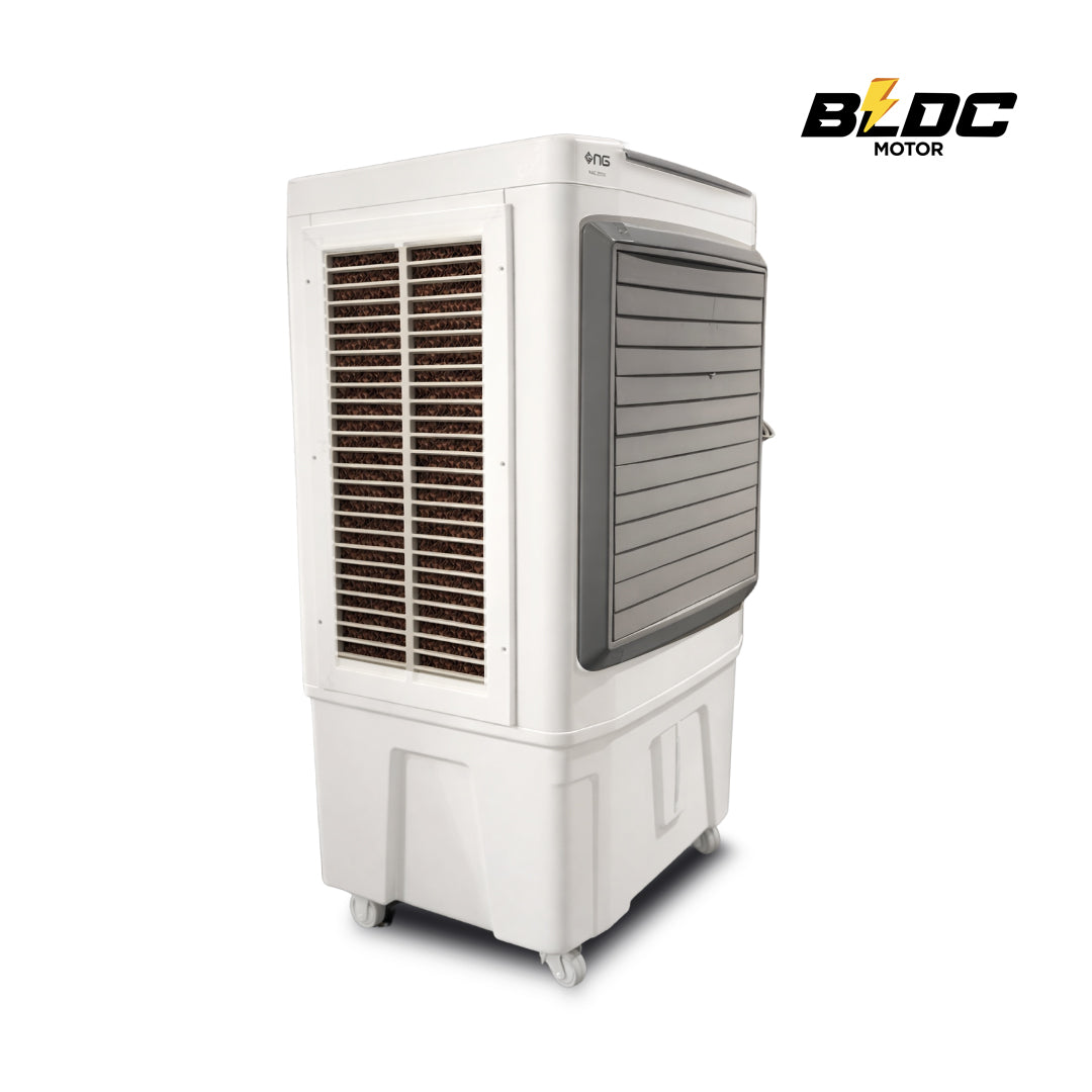 NasGas 85 Liter BLDC Room Air Cooler with 6 Bottle Ice Box and Honeycomb Pads