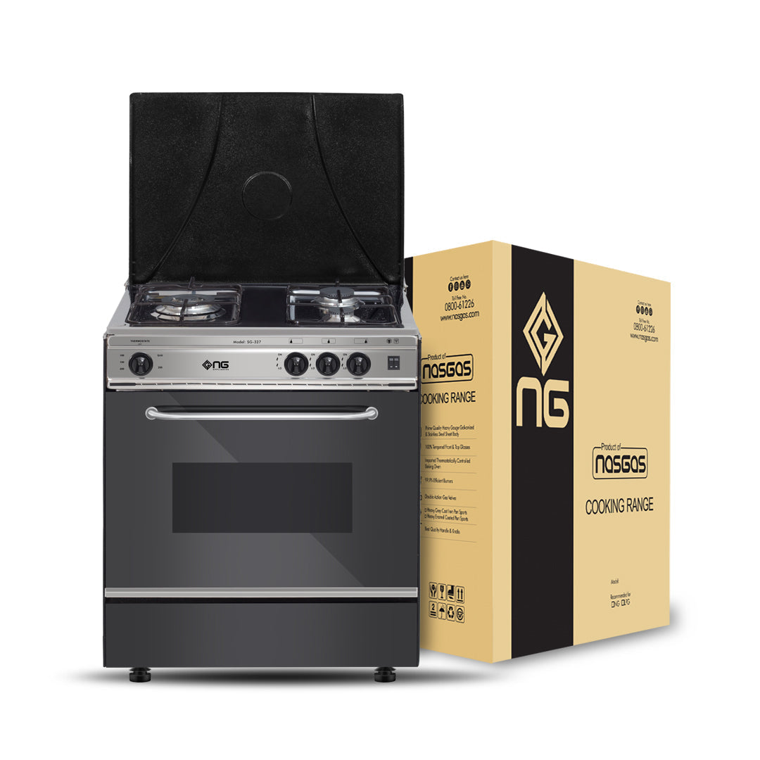 NasGas SG-327 Cooking Range - 3 Burner Single Door - Stainless Steel Packing