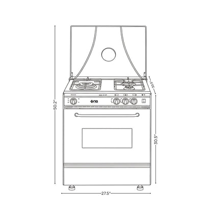 NasGas SG-327 Cooking Range - 3 Burner Single Door - Stainless Steel Size