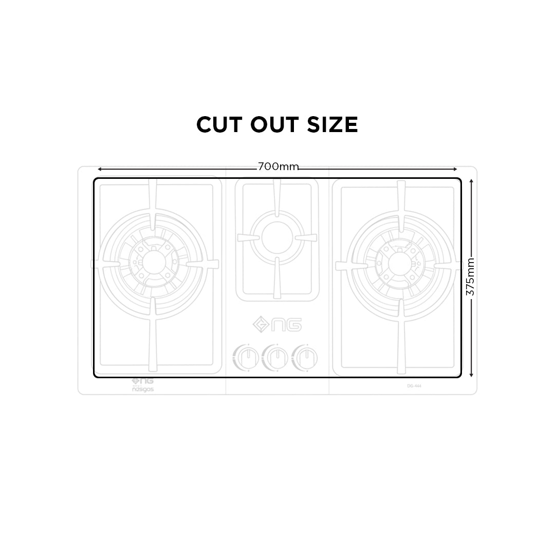 NasGas 3 Burner Stainless Steel Built-In Kitchen Hob DG-444 BK