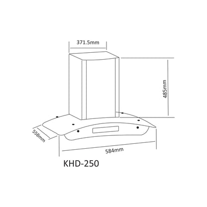 NasGas 60cm Smart Fit Glass Kitchen Hood (KHD-250)